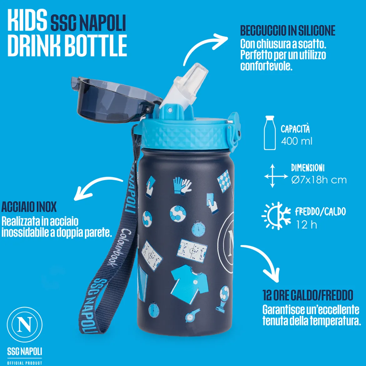 Borraccia termica bambini 400ml SSC Napoli Kids