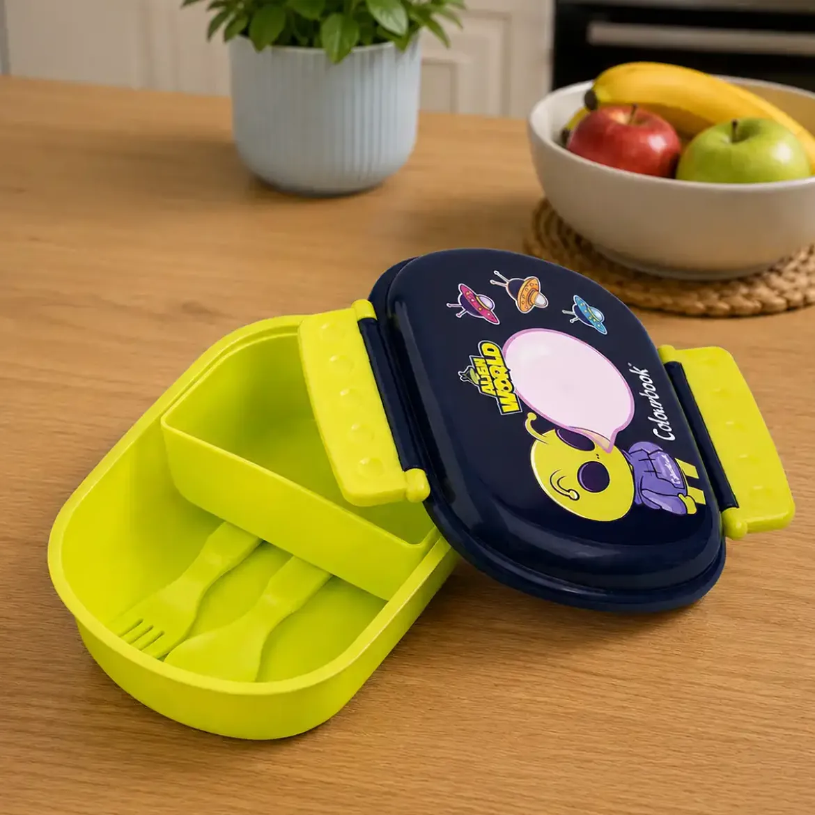Portamerenda Alien World con separatore e posate – BPA Free