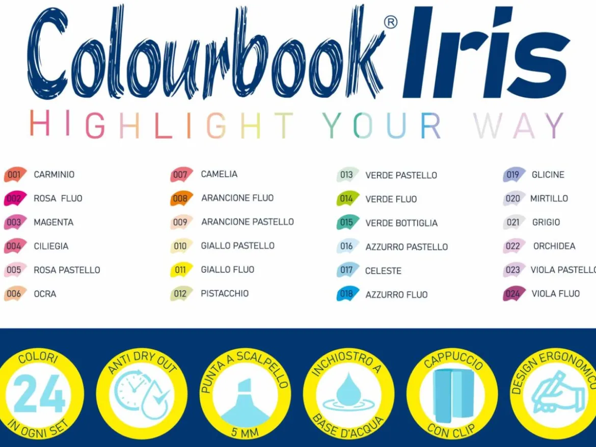 Set 24 evidenziatori Iris Rainbow Selection