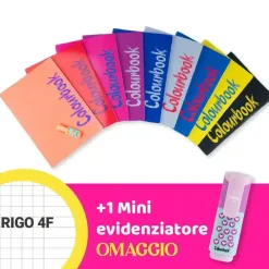 Set 6 quaderni A4 Bicolor Rigo 4F – Quadretti con margine + omaggio