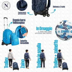Trolley scuola SSC Napoli 37 litri con pallone ufficiale omaggio
